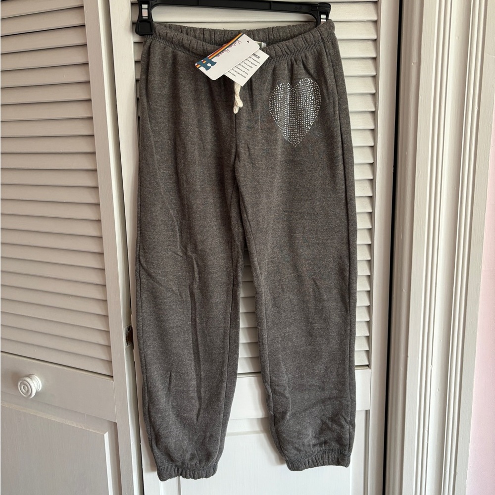 Girls size 10/12 Vintage Havana Rhinestone Heart Sweatpants / Joggers - NEW